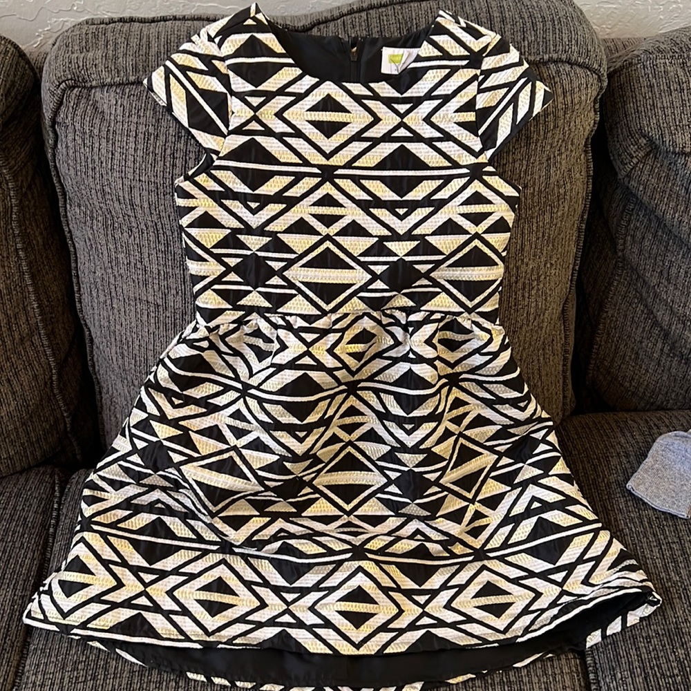 Navy white and gold formal dress